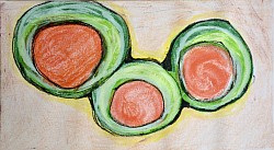 dipinto acrilico su tela forme organico astratte Cristina Pavesi pastelli ad olio