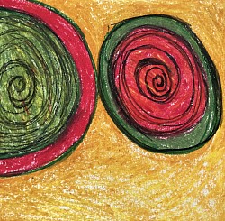 pastelli ad olio su carta forme astratte organiche Cristina Pavesi